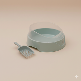 Semi-Enclosed Cat Litter Box with Scoop – High-Sided Anti-Scatter Design