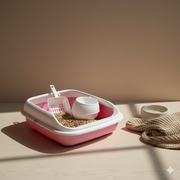 Cat Litter Box with Scoop & Bowl Holder – High-Sided Easy-Clean Design