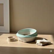 Oval Cat Litter Box with High Rim – Anti-Scatter Open Design
