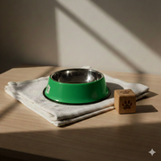 Stainless Steel Dog Bowl with Anti-Slip Base – Green Feeding Bowl for Dogs