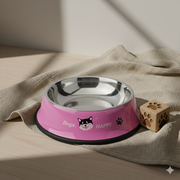 Pink Stainless Steel Dog Bowl with Anti-Slip Base – Cute & Durable Pet Feeding Bowl
