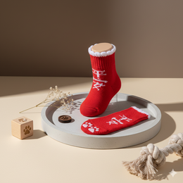 Festive Anti-Slip Dog Socks – Cozy Red Winter Paw Socks (Set of 4)