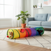Rainbow Cat Play Tunnel – Collapsible Interactive Toy for Indoor Cats