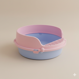 Round Cat Litter Box with High Rim – Anti-Scatter Easy-Access Design