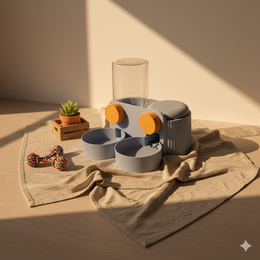 Dual Bowl Automatic Pet Feeder & Water Dispenser with Gravity Tank