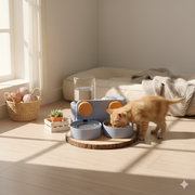 Dual Bowl Automatic Pet Feeder & Water Dispenser with Gravity Tank