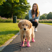 Pink Dog Shoes / Paw Protectors – Anti-Slip Waterproof Dog Boots (Set of 4)